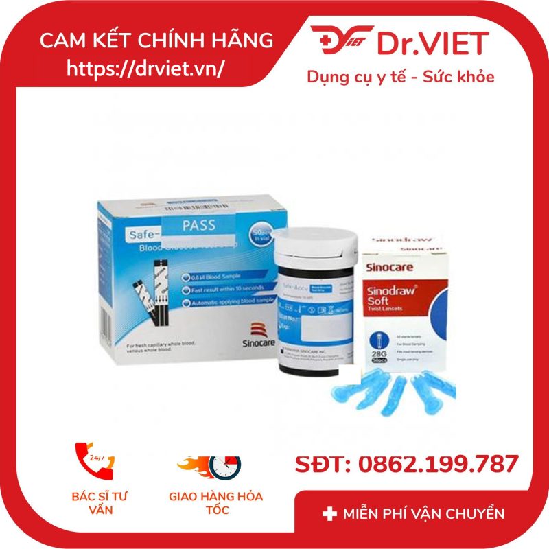 Que Thử Đường Huyết Safe Accu 2 Sinocare 50 Que Thử và 50 Kim Chích Máu 11 Que Thử Đường Huyết Safe Accu 2 Sinocare 50 Que Thử và 50 Kim Chích Máu