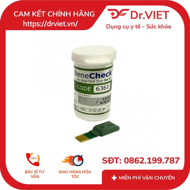Que thử Axit Uric Benecheck đo chỉ số Gout (25 que)