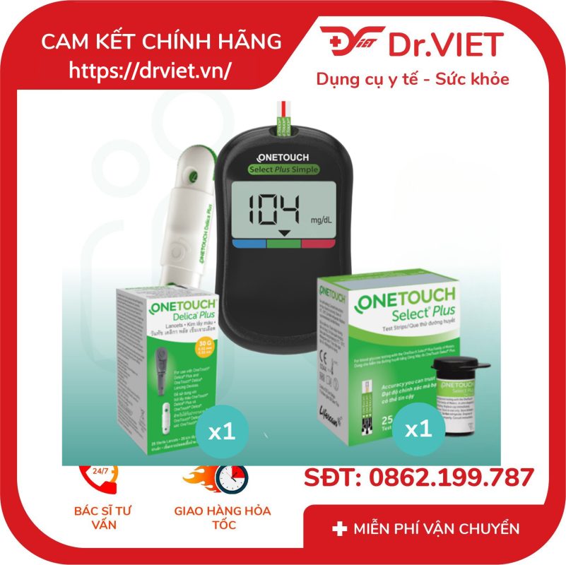 Máy Đo Đường Huyết One Touch Select Plus và Que thử đường huyết 18 Máy Đo Đường Huyết One Touch Select Plus và Que thử đường huyết