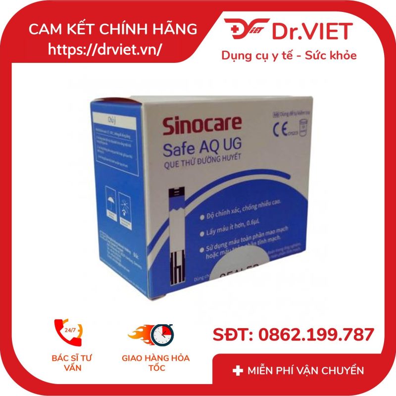 Que thử đường huyết máy Safe AQ UG 12 Que thử đường huyết máy Safe AQ UG