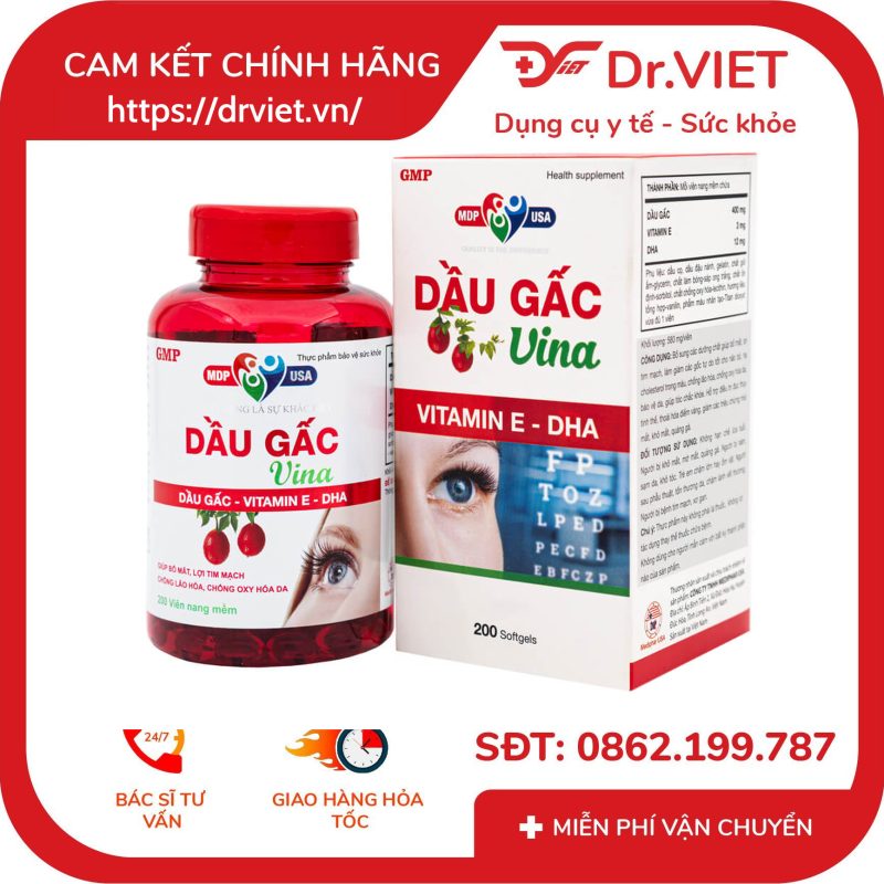 Viên uống Dầu Gấc Vina 10 Viên uống Dầu Gấc Vina