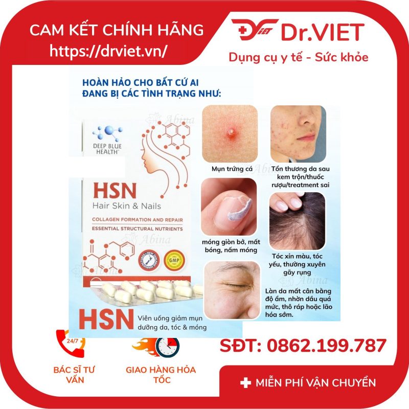 Viên uống HSN Hair Skin Nails 30 viên Deep Blue Health 9 Viên uống HSN Hair Skin Nails 30 viên Deep Blue Health