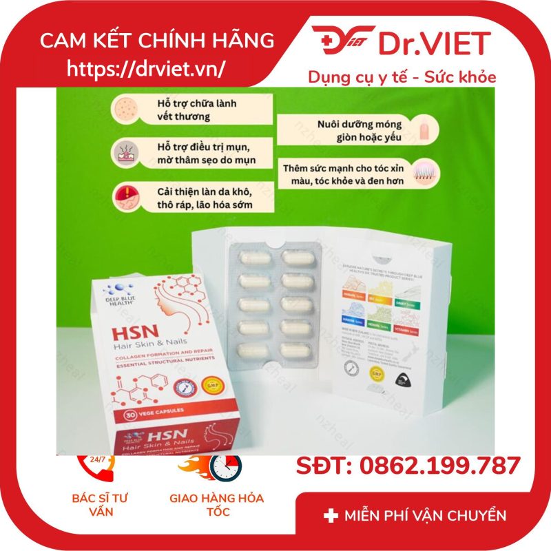 Viên uống HSN Hair Skin Nails 30 viên Deep Blue Health 8 Viên uống HSN Hair Skin Nails 30 viên Deep Blue Health