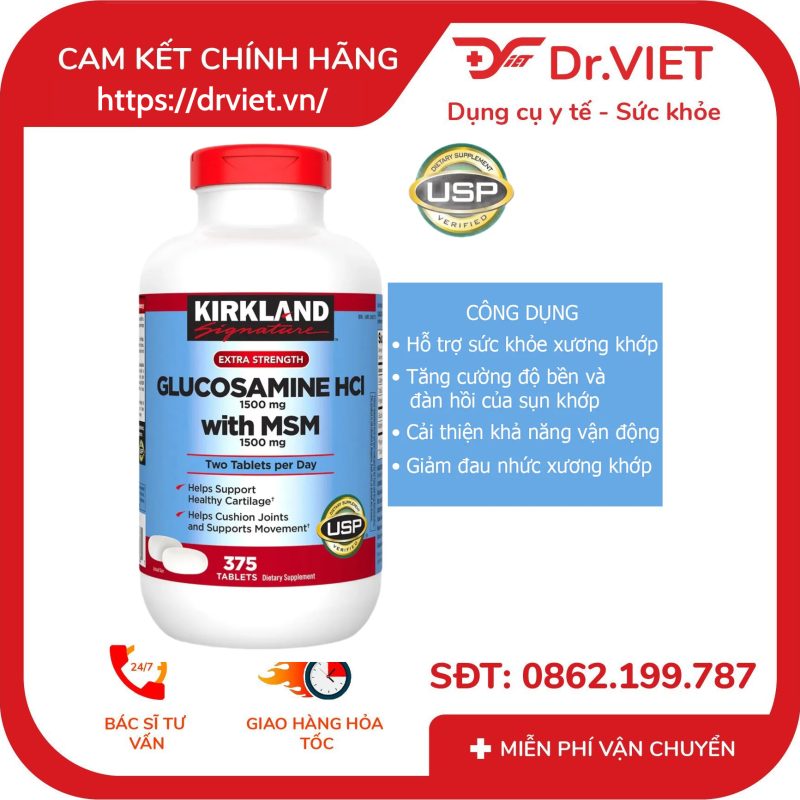 Viên uống bổ khớp Kirkland Glucosamine HCL 1500mg 11 Viên uống bổ khớp Kirkland Glucosamine HCL 1500mg