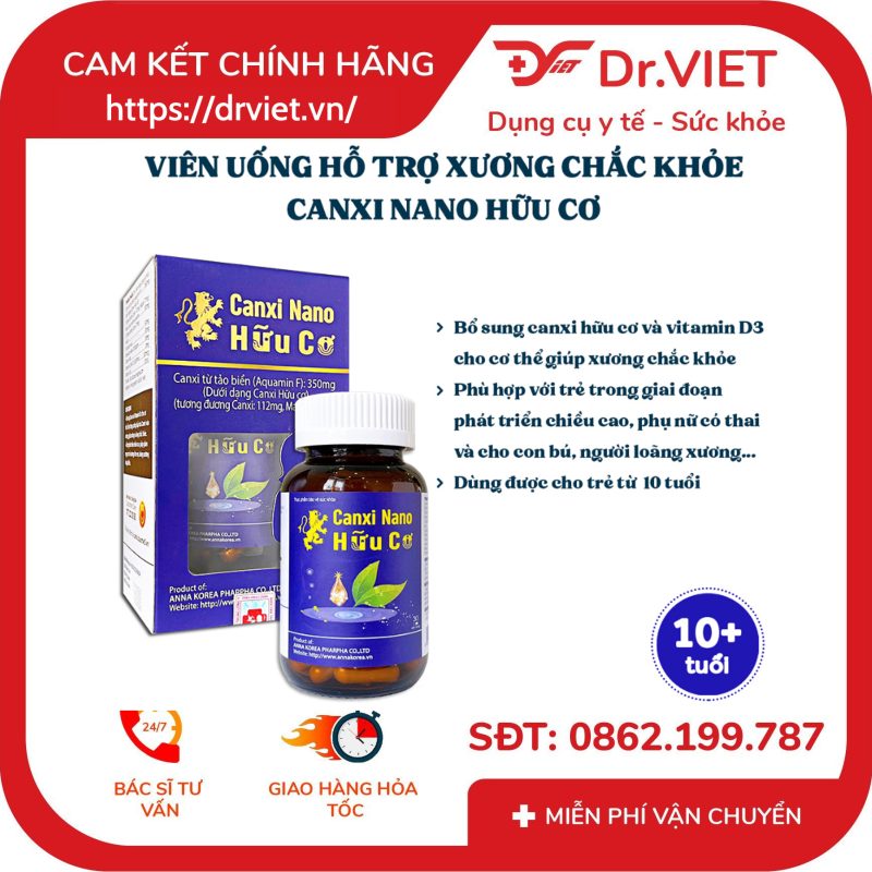 Viên uống bổ sung Canxi Nano Hữu Cơ hộp 1 lọ 30 viên 12 Viên uống bổ sung Canxi Nano Hữu Cơ hộp 1 lọ 30 viên