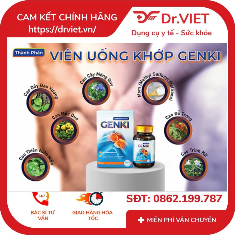 Viên uống khớp Genki hỗ trợ mạnh gân cốt 60 viên 12 Viên uống khớp Genki hỗ trợ mạnh gân cốt 60 viên