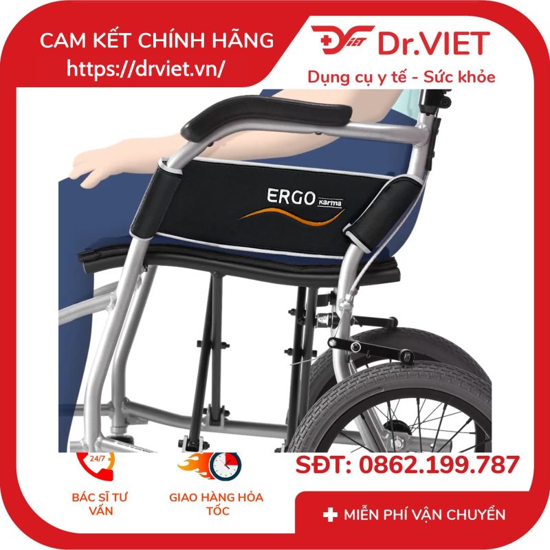 Xe lăn tay Karma Ergo Lite siêu gọn nhẹ bánh nhỏ 16inch 14 Xe lăn tay Karma Ergo Lite siêu gọn nhẹ bánh nhỏ 16inch