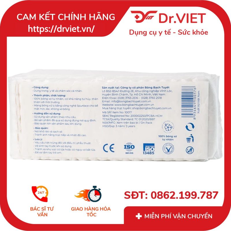 Bông Zigzag y tế thấm nước Bạch Tuyết 100g 9 Bông Zigzag y tế thấm nước Bạch Tuyết 100g