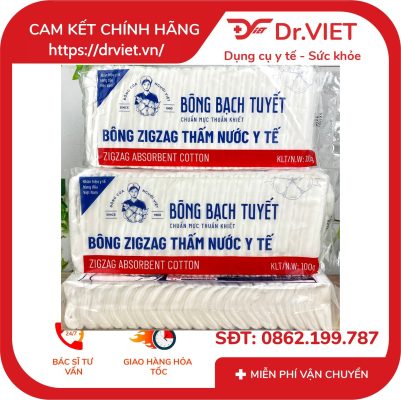 Bông Zigzag y tế thấm nước Bạch Tuyết 100g 13 Bông Zigzag y tế thấm nước Bạch Tuyết 100g
