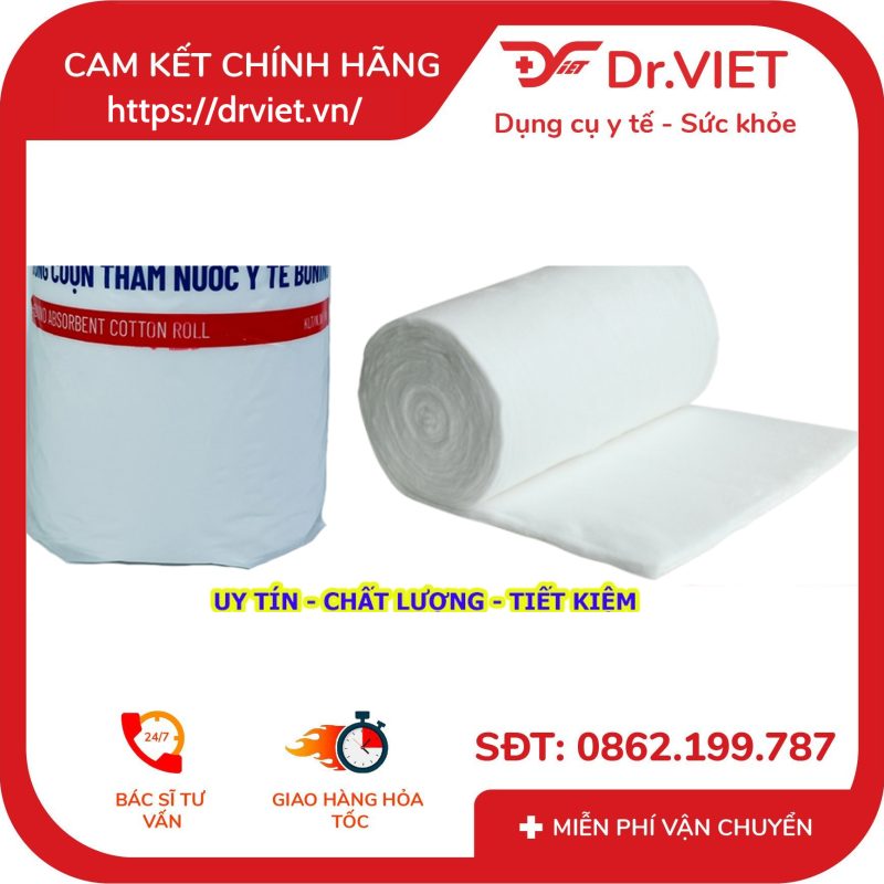 Bông cuộn y tế thấm nước tiệt trùng Bông Bạch Tuyết 12 Bông cuộn y tế thấm nước tiệt trùng Bông Bạch Tuyết