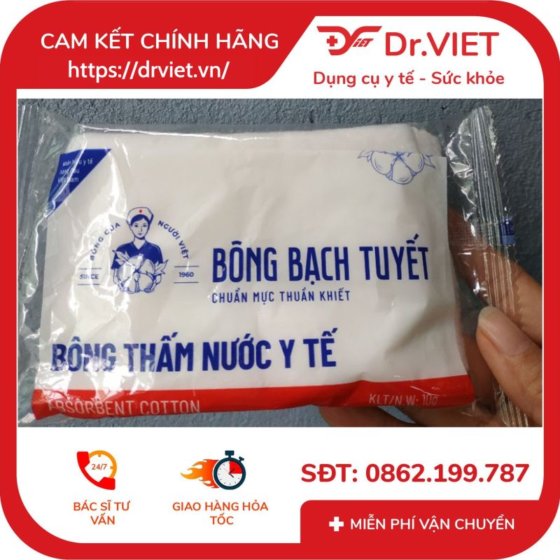 Bông y tế thấm nước Bạch Tuyết 10g 12 Bông y tế thấm nước Bạch Tuyết 10g