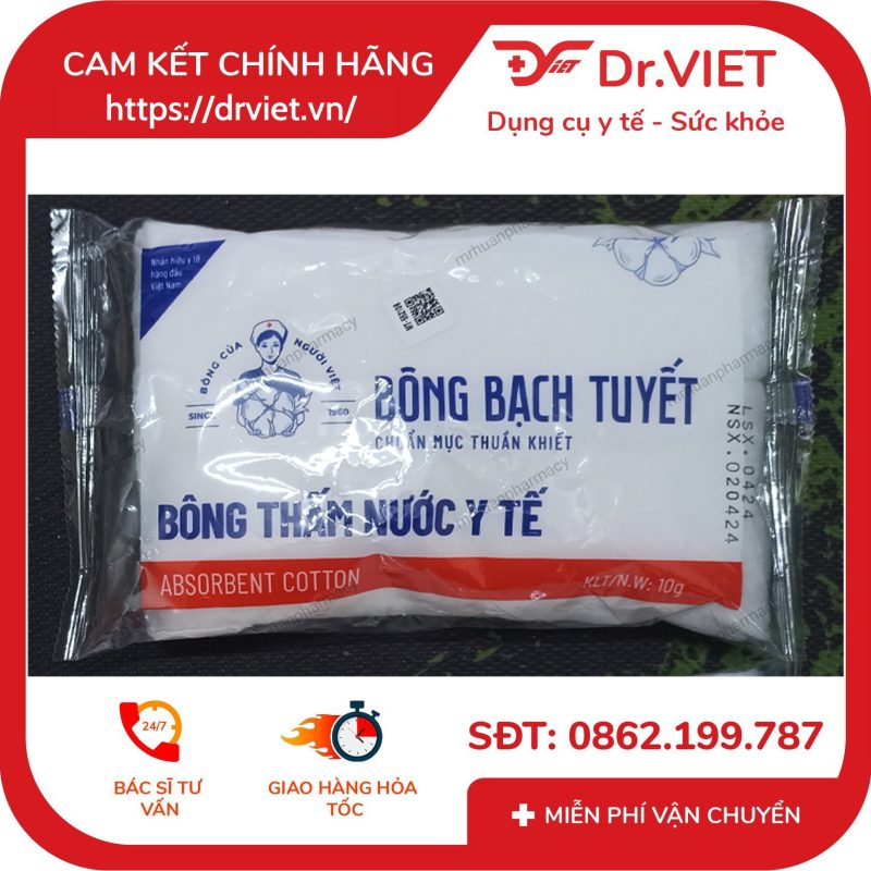 Bông y tế thấm nước Bạch Tuyết 10g 14 Bông y tế thấm nước Bạch Tuyết 10g
