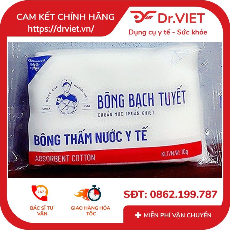 Bông y tế thấm nước Bạch Tuyết 10g 15 Bông y tế thấm nước Bạch Tuyết 10g