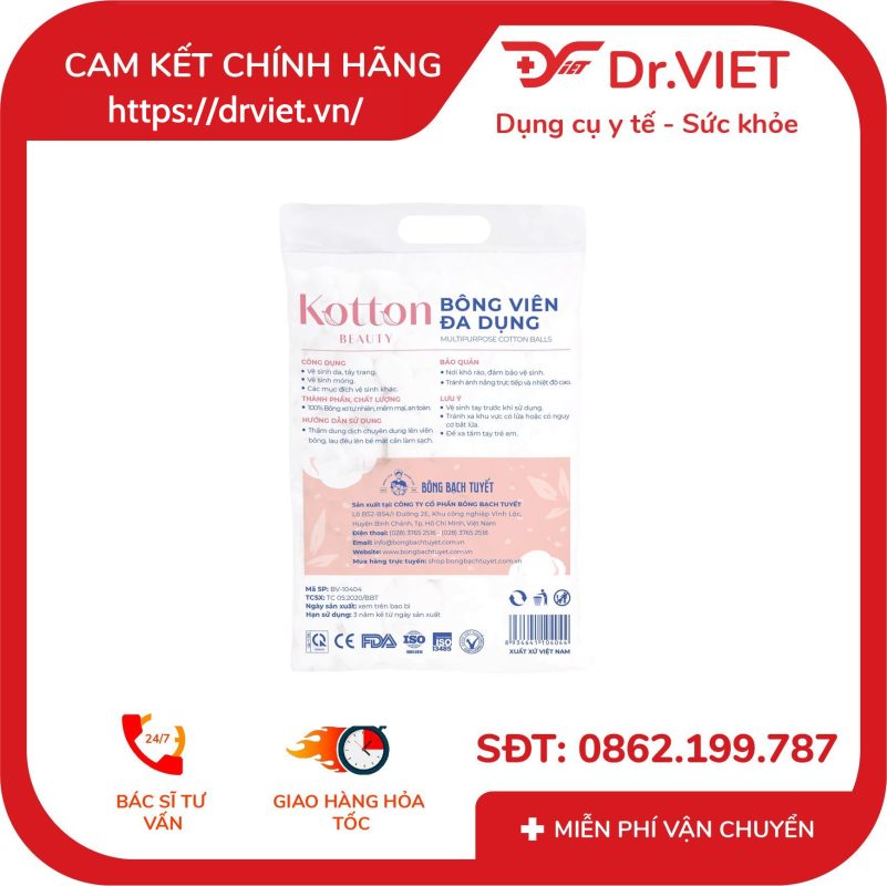 Bông viên đa dụng Kotton Beauty Bạch Tuyết 80gr 12 Bông viên đa dụng Kotton Beauty Bạch Tuyết 80gr