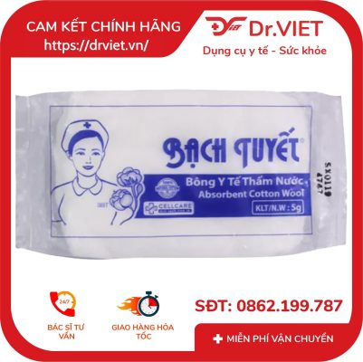 Bông y tế thấm nước Bạch Tuyết gói 5g