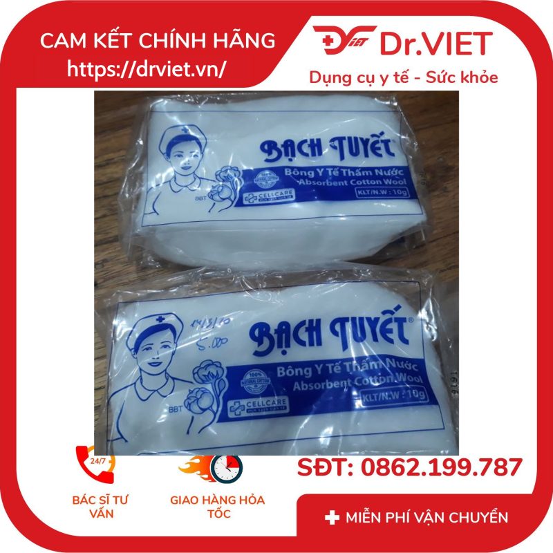 Bông y tế thấm nước Bạch Tuyết gói 5g