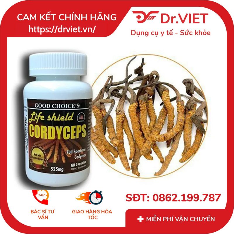 Đông Trùng Hạ Thảo Life Shield Cordyceps 525mg USA