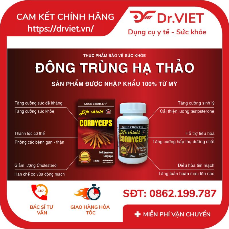 Đông Trùng Hạ Thảo Life Shield Cordyceps 525mg USA 8 Đông Trùng Hạ Thảo Life Shield Cordyceps 525mg USA