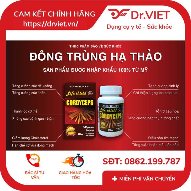 Đông Trùng Hạ Thảo Life Shield Cordyceps 525mg USA 12 Đông Trùng Hạ Thảo Life Shield Cordyceps 525mg USA