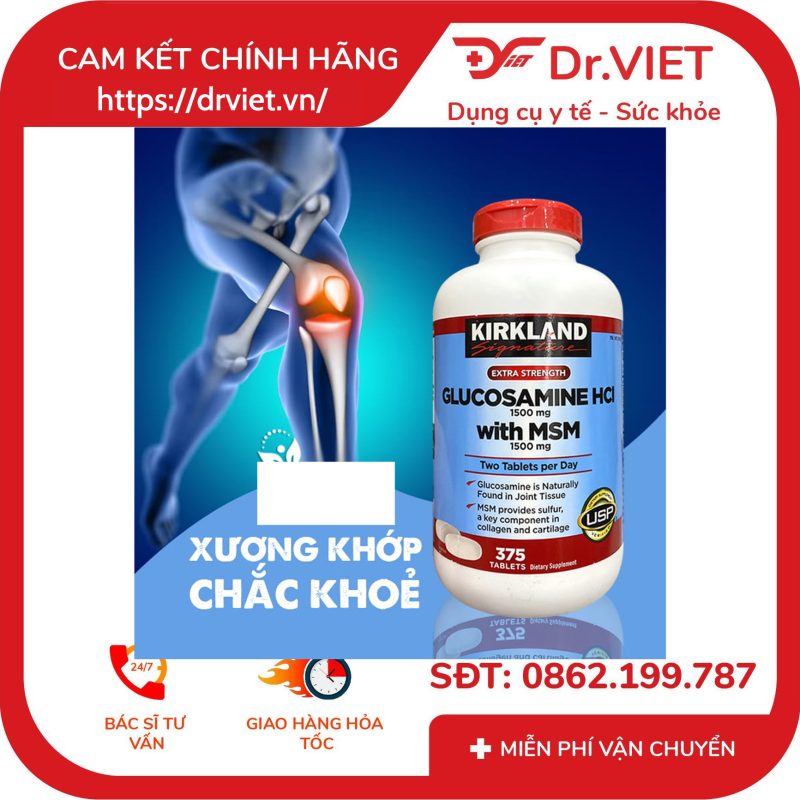 Viên uống hỗ trợ xương khớp Kirkland Glucosamine HCL 1500mg 12 Viên uống hỗ trợ xương khớp Kirkland Glucosamine HCL 1500mg