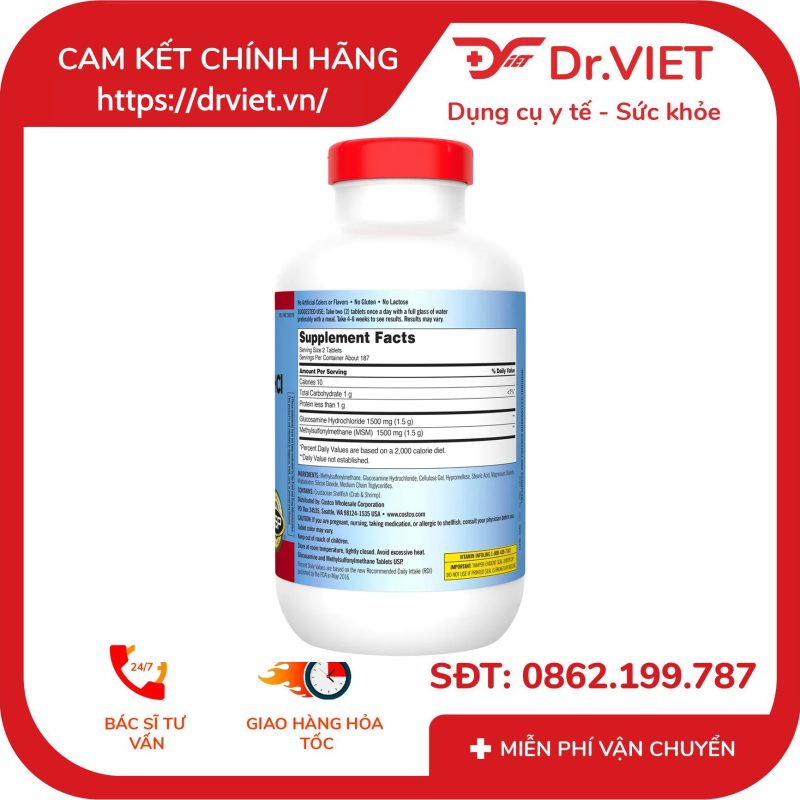 Viên uống hỗ trợ xương khớp Kirkland Glucosamine HCL 1500mg 11 Viên uống hỗ trợ xương khớp Kirkland Glucosamine HCL 1500mg