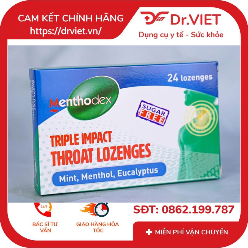 Kẹo Ngậm Giảm Ho Menthodex vị Bạc Hà, Menthol, Bạch Đàn 7 Kẹo Ngậm Giảm Ho Menthodex vị Bạc Hà, Menthol, Bạch Đàn