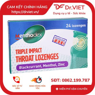 Kẹo ngậm Menthodex vị Blackcurrant, Menthol, ZinC