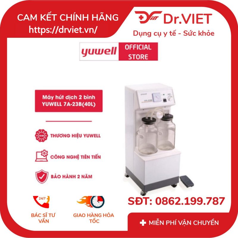 Máy hút dịch Yuwell 2 bình 7A-23B 40L 11 Máy hút dịch Yuwell 2 bình 7A-23B 40L