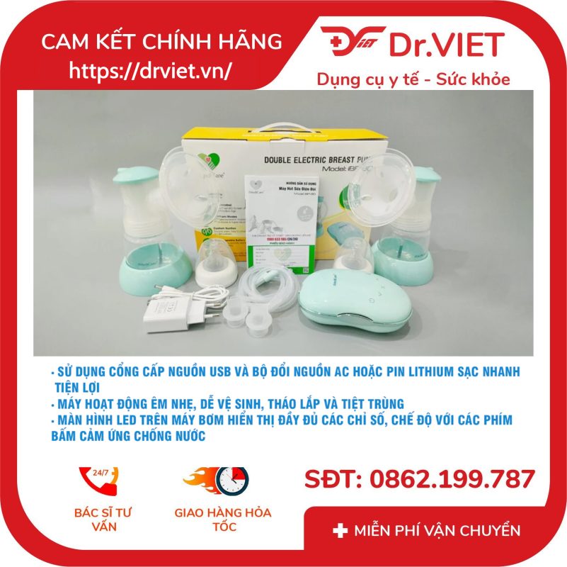 Máy hút sữa điện đôi cao cấp chất liệu silicon không BPA an toàn cho trẻ em IMEDICARE iBP-8D
