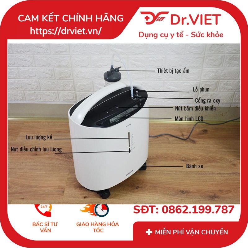 Máy tạo oxy Yuwell 5 lít 8F-5AW 12 Máy tạo oxy Yuwell 5 lít 8F-5AW