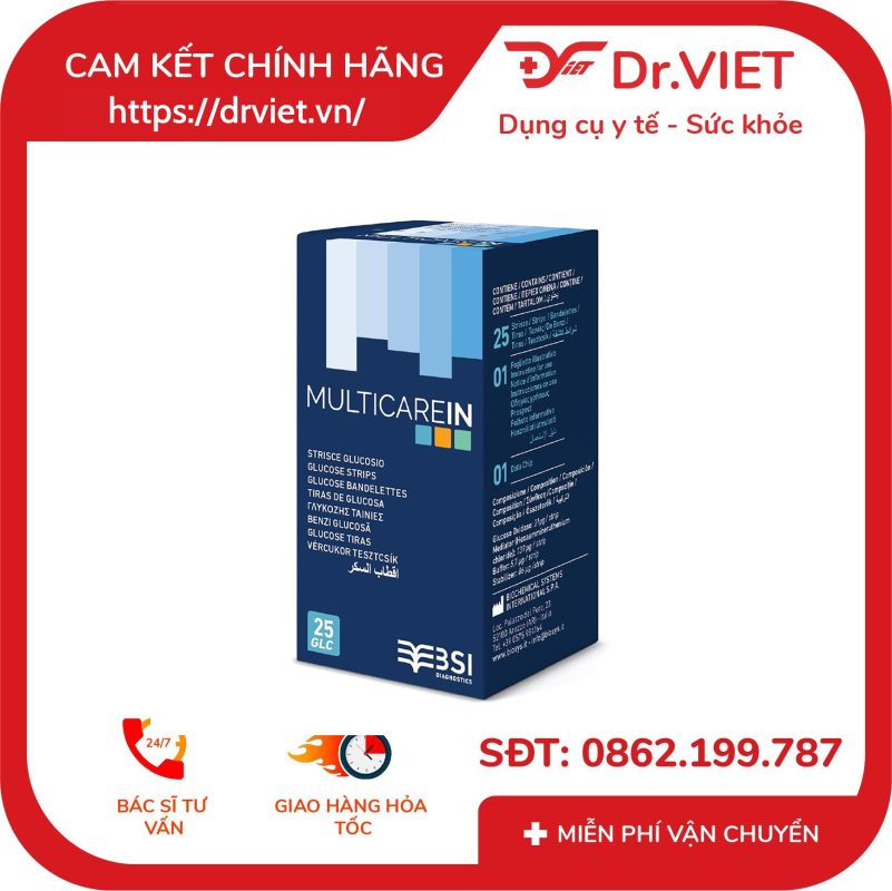 Hộp 25 que đo đường huyết Multicarein Glucose Strips 25 14 Hộp 25 que đo đường huyết Multicarein Glucose Strips 25