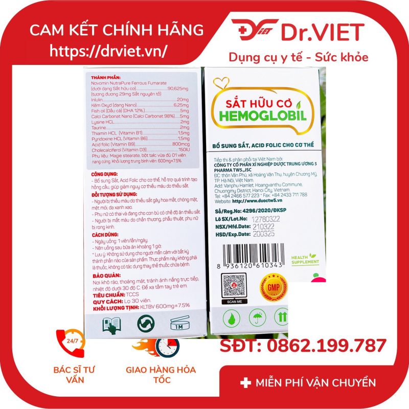 Sắt hữu cơ Hemoglobil - Hỗ trợ điều trị thiếu máu do thiếu sắt 10 Sắt hữu cơ Hemoglobil - Hỗ trợ điều trị thiếu máu do thiếu sắt