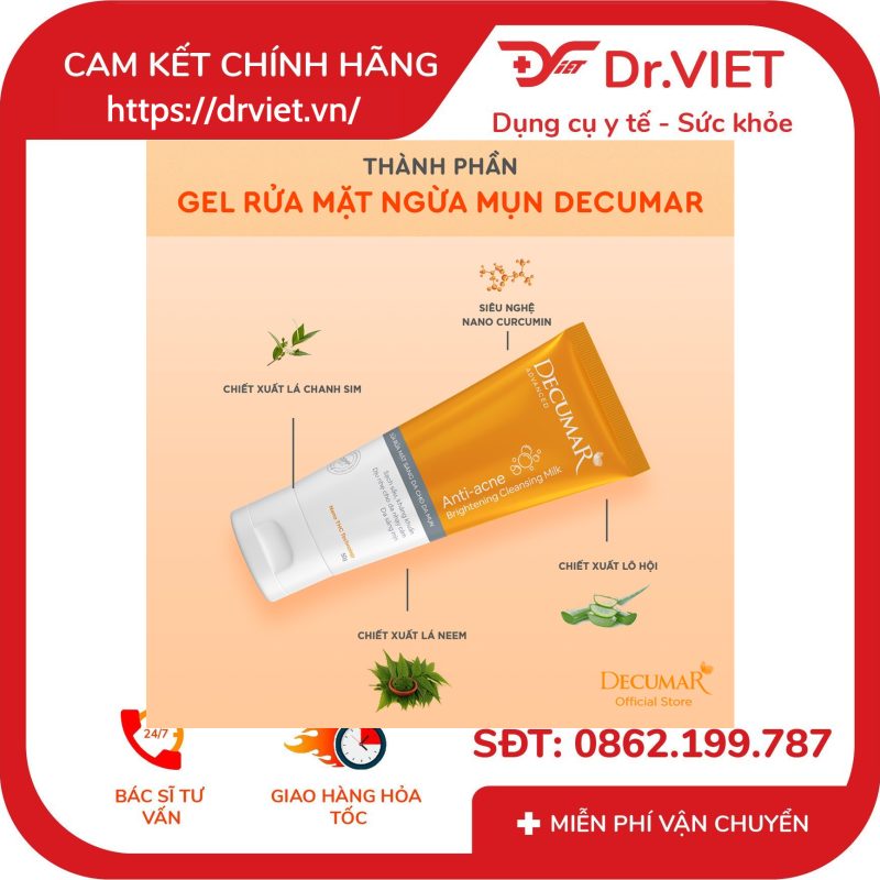 Sữa rửa mặt dạng Gel Decumar Advanced 50mg
