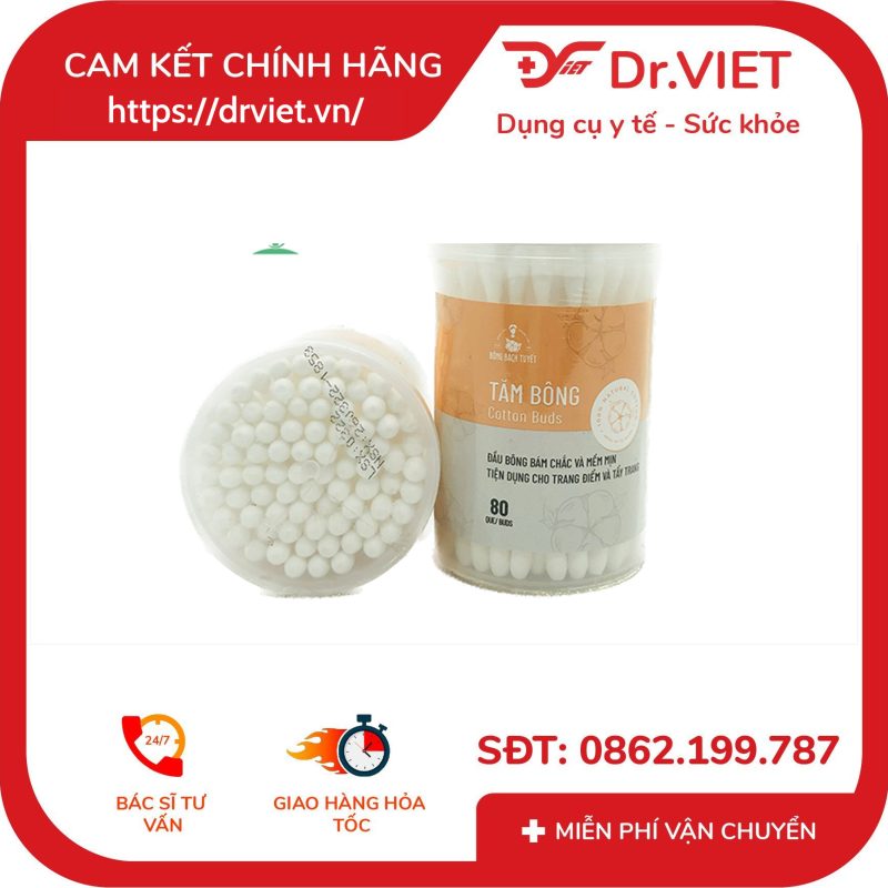 Tăm bông Bông Bạch Tuyết vệ sinh tai Hộp 80 que 8 Tăm bông Bông Bạch Tuyết vệ sinh tai Hộp 80 que