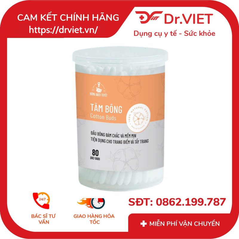 Tăm bông Bông Bạch Tuyết vệ sinh tai Hộp 80 que 7 Tăm bông Bông Bạch Tuyết vệ sinh tai Hộp 80 que