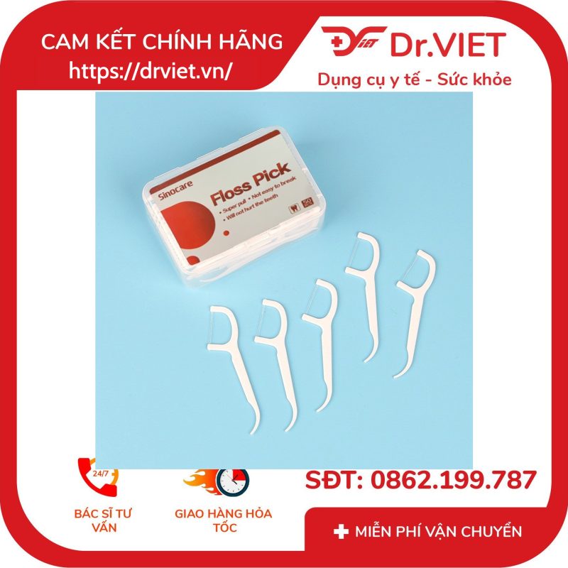 Tăm Chỉ Nha Khoa Sinocare Floss Pick 10 Tăm Chỉ Nha Khoa Sinocare Floss Pick