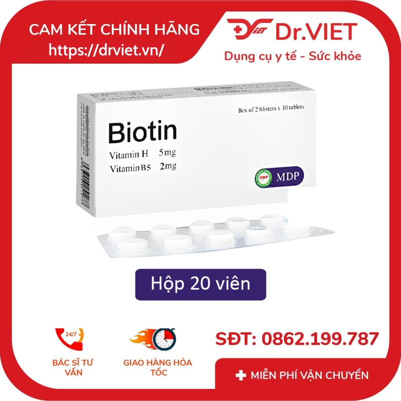 Viên uống Biotin MDP Hỗ trợ làm đẹp da móng tóc 10 Viên uống Biotin MDP Hỗ trợ làm đẹp da móng tóc