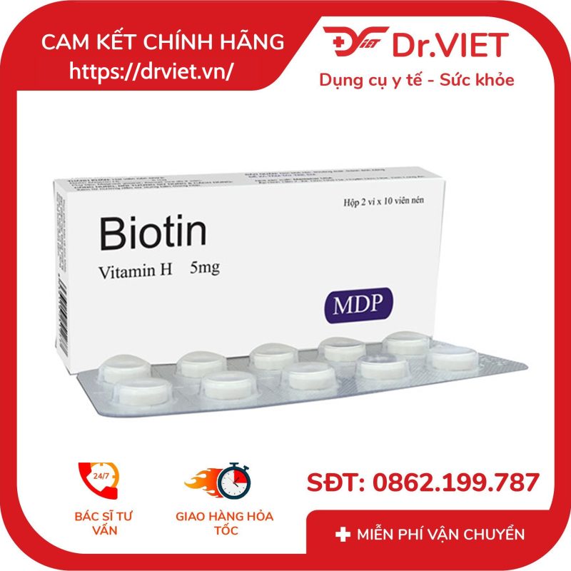 Viên uống Biotin MDP Hỗ trợ làm đẹp da móng tóc 9 Viên uống Biotin MDP Hỗ trợ làm đẹp da móng tóc