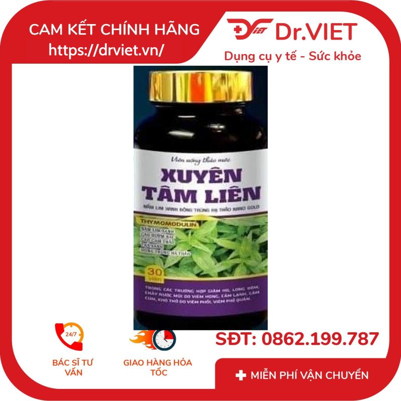 Viên uống thảo mộc Xuyên Tâm Liên 30 viên hộp tím 7 Viên uống thảo mộc Xuyên Tâm Liên 30 viên hộp tím