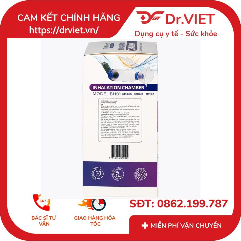 Buồng đệm khí dung Inhalation Chamber BH01 220ml Biohealth van 1 chiều 12 Buồng đệm khí dung Inhalation Chamber BH01 220ml Biohealth van 1 chiều