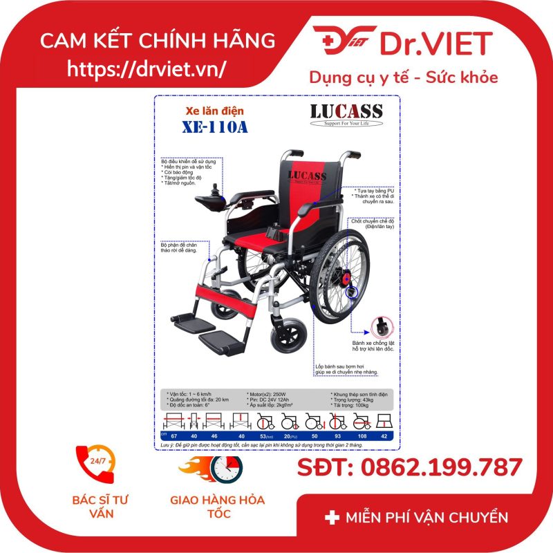 Xe lăn điện đa năng Lucass XE-110A