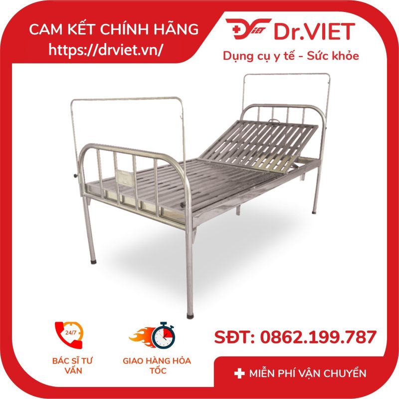 Giường y tế nâng đầu inox