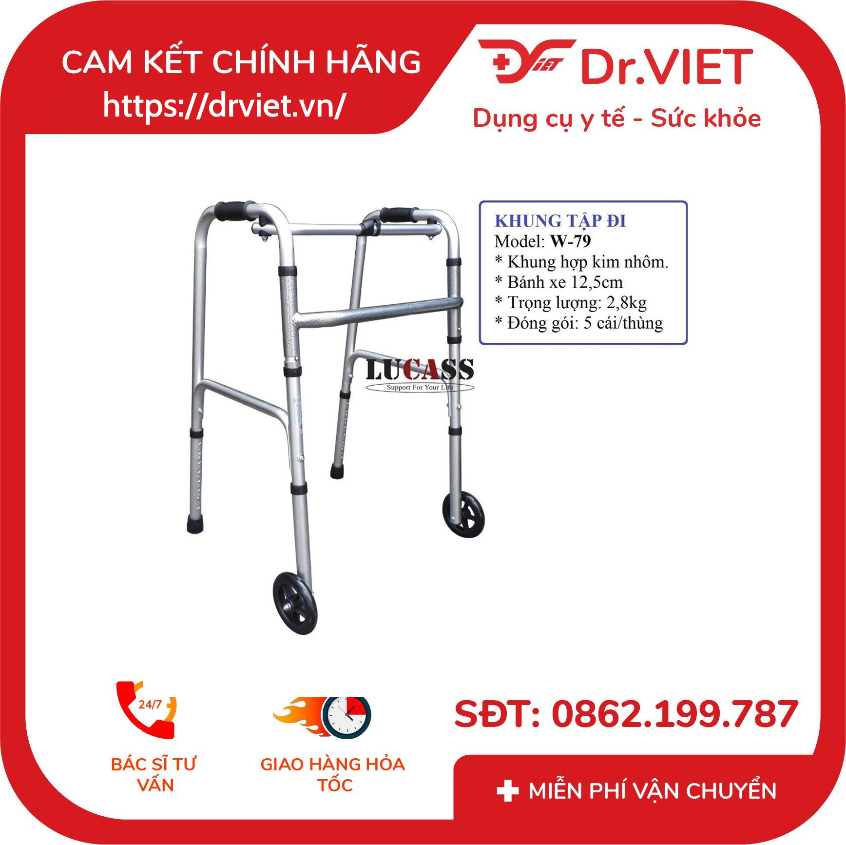 Khung tập đi bánh lớn Lucass W-79 6 Khung tập đi bánh lớn Lucass W-79