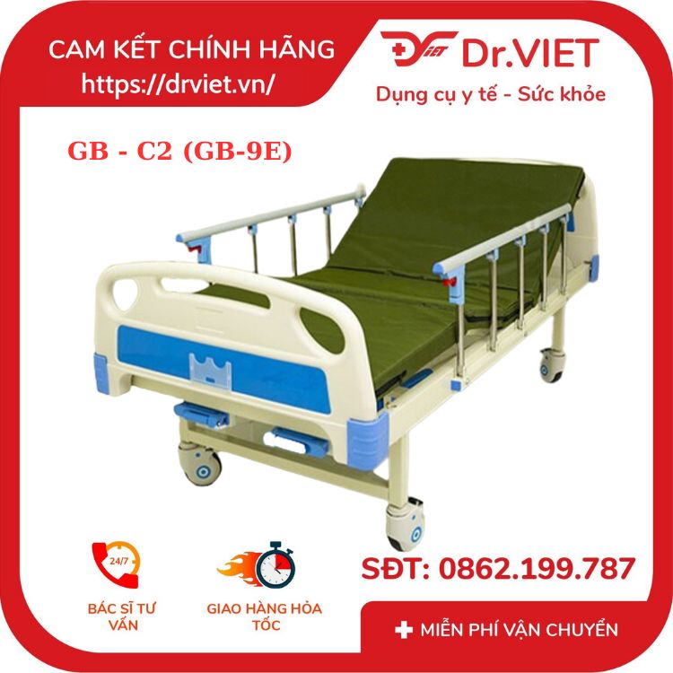 Giường y tế 2 tay quay Lucass GB-C2