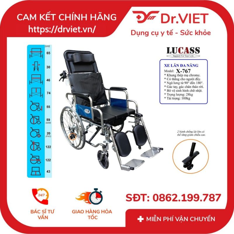 Xe lăn đa năng lucass x-767