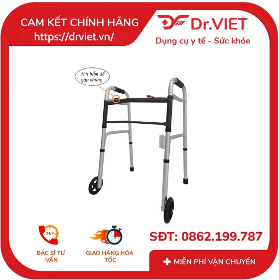 Khung tập đi Lucass W-6 (Chính hãng)-Hỗ trợ người già, người bệnh đi lại khó khăn, Hợp kim nhôm siêu bền, dễ gấp gọn và sử dụng, phù hợp cho người di chuyển khó khăn