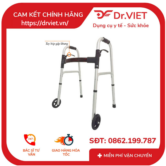 Khung tập đi Lucass W-8 (Chính hãng)- Giúp người bệnh tập đi sau tai biến, người già đi lại vững vàng hơn, Chất liệu Hợp kim nhôm siêu bền, dễ gấp gọn và sử dụng, phù hợp cho người di chuyển khó khăn