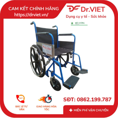 Xe lăn sắt sơn tĩnh điện - DCX01 dùng cho người già, người bệnh trong và ngoài phòng khám, bệnh viện