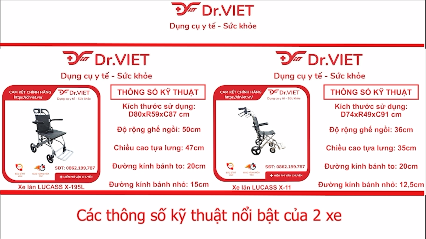 SO SÁNH XE LĂN DU LỊCH KHUNG SẮT SƠN TĨNH ĐIỆN LUCASS X195L VÀ XE LĂN DU LỊCH KHUNG NHÔM LUCASS X11