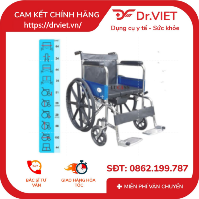Xe lăn tay vệ sinh bô vuông Lucass X8 công nghệ hiện đại nhập khẩu chính hãng dành cho người già, bệnh nhân